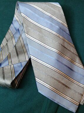 New Brooks Brothers Tie Silk Blue Silver White Striped 3.2" Wide 58" Long Makers